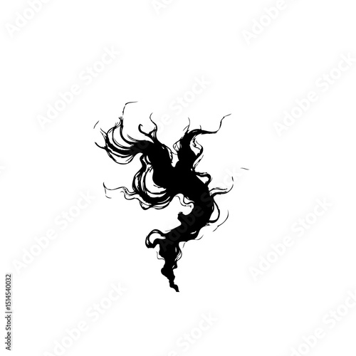 Abstract depiction of dark ghostly figure, spectral form emerging from shadows