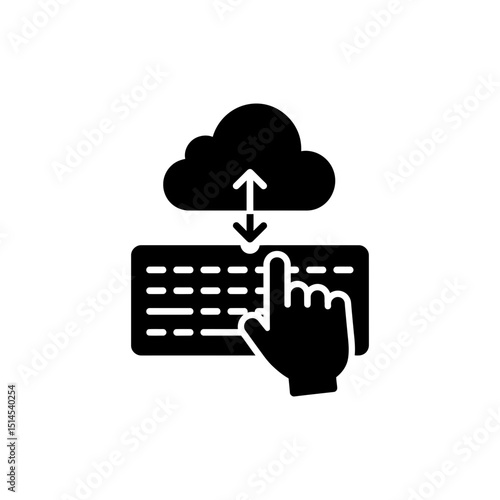 Keyboard typing with cloud symbol representing cloud computing and data input