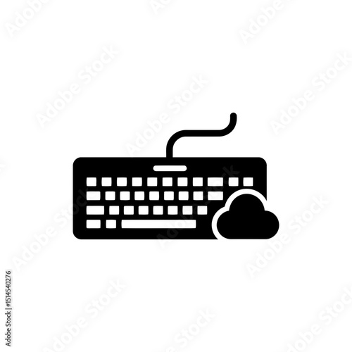 Keyboard with cloud signal illustrating cloud connectivity and digital input