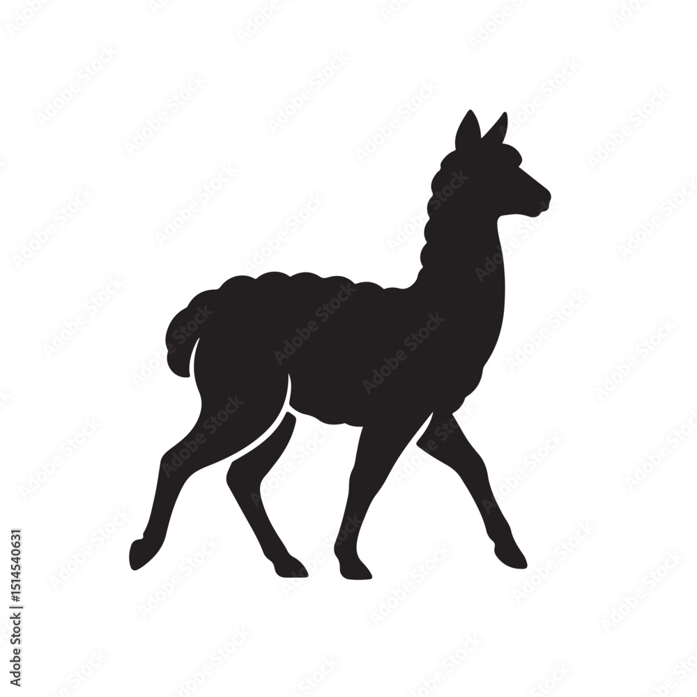 Fototapeta premium Walking alpaca icon vector silhouette
