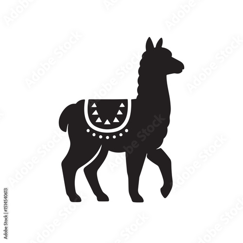 Alpaca with blanket icon vector silhouette