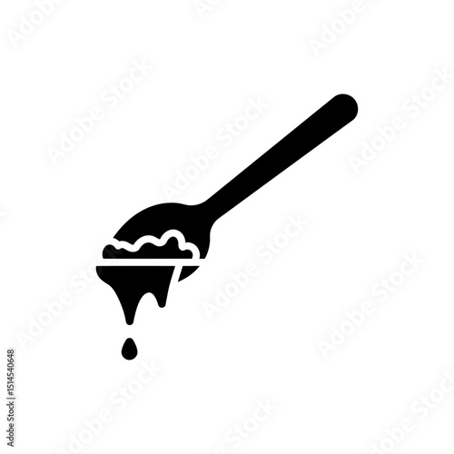 Spoon with Green Chimichurri Sauce Spread on White Background