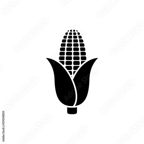 Corn cob with partial husk on white background