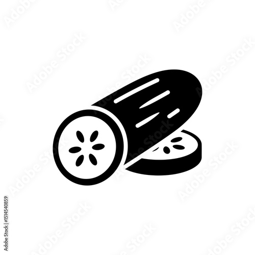 Sliced cucumber with visible seeds on white background