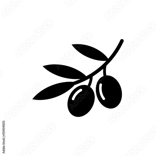 Olive Branch with Two Fresh Fruits Ready for Harvest