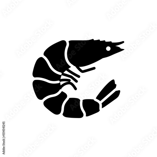 Curled shrimp with tail isolated on white background, fresh seafood
