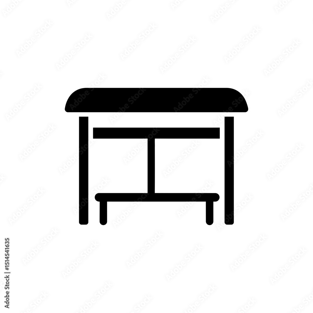 Bus stop with shelter cover on white background for public transport Bus stop with shelter cover on white background for public transport