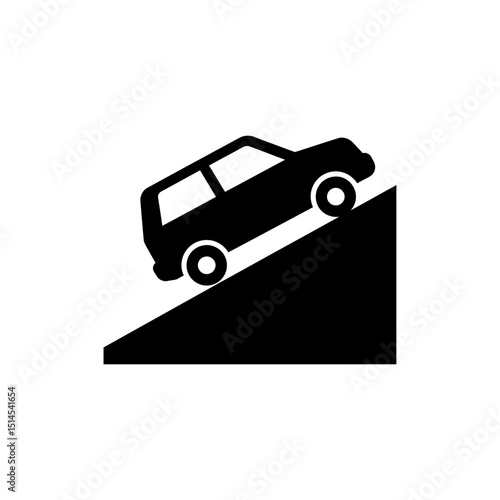 Car driving uphill on steep slope showing challenging terrain