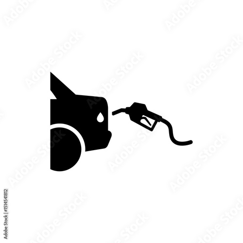 Fuel pump nozzle inserted in car tank for refueling process