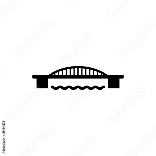 Long bridge over river view on white background for infrastructure concept