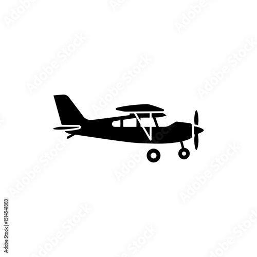 Light aircraft side view icon on white background for aviation concept