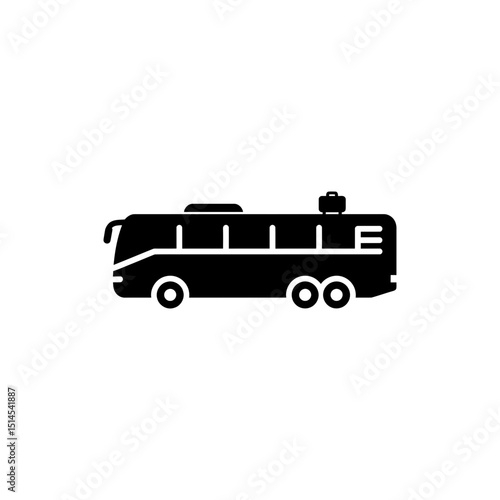 Long distance coach with luggage space on white background for travel