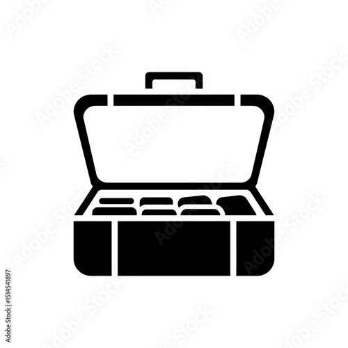 Luggage open with clothes inside on white background for travel packing