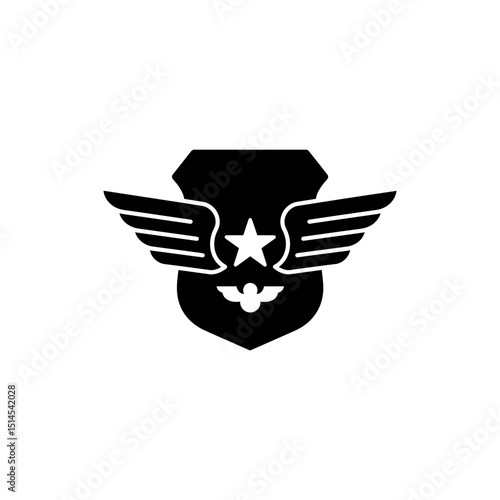Pilot badge with wings icon representing aviation and flight crew