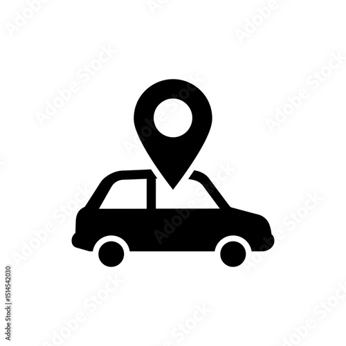 Ride-Sharing Location Pin on Car for Transportation and Sharing Services