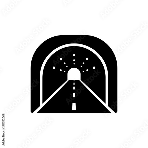 Road Tunnel Icon with Lights for Transportation Infrastructure