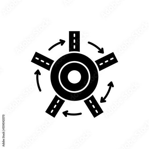 Roundabout with Arrows Showing Circular Traffic Flow