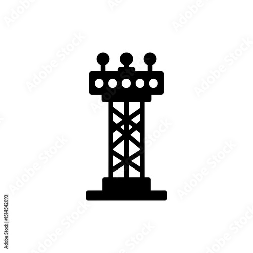 Runway light tower tall icon for airport illumination