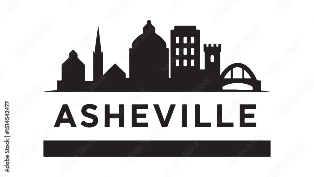 Fototapeta premium Asheville skyline icon vector silhouette