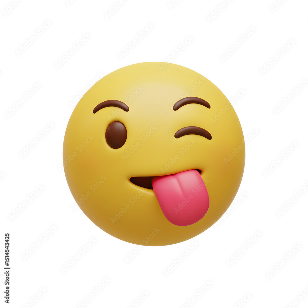 Fototapeta premium Winking yellow emoji with a playful and mischievous expression.