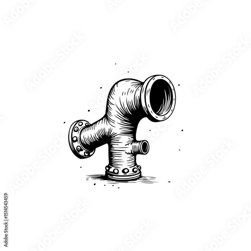 Stylized Illustration of an Industrial Pipe Fitting with Detailed Shading