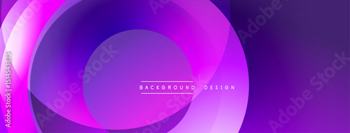 Abstract purple layers create dynamic background. Smooth gradients, circular shapes suggest modern design elements. Minimalist text present.