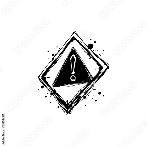 Grunge Style Attention Sign in Black and White for Warning Concepts Art