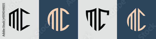 Free Download Creative simple Initial Letters MC Logo Designs Bundle. - GFXLoad