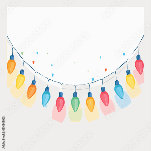 Holiday Illumination: A cheerful string of vibrant, multicolored lights hangs, casting a warm and festive glow, perfect for celebrations and conveying happiness.