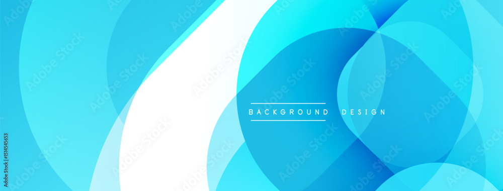 Fototapeta premium Abstract blue design features overlapping circles, curves. Modern aesthetic, clean lines, vibrant color scheme. Background suitable for digital projects.