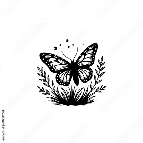 Wallpaper Mural Elegant butterfly illustration with floral design for nature-inspired projects Torontodigital.ca