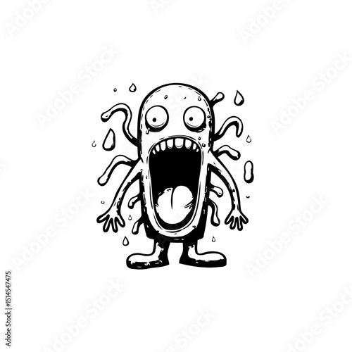 A cartoonish monster with an exaggerated expression of shock or fear illustration