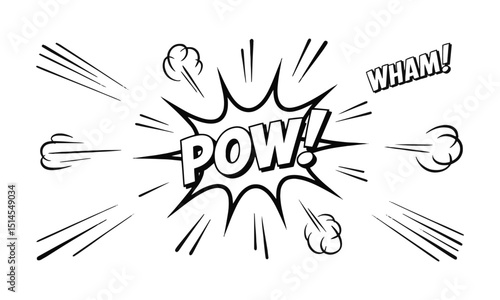 cartoon expression elements, variety of black dynamic lines, accent marks, motion streaks, impact bursts, swirl lines, spark symbols, easily editable.