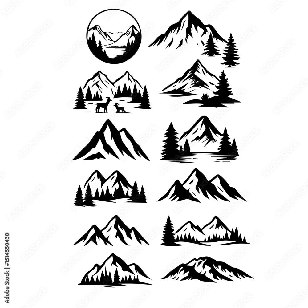 Obraz premium Mountains set, vector illustration