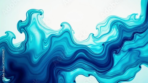 Flowing waves of azure tones create mesmerizing patterns in vibrant digital art