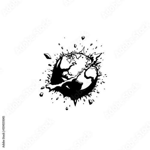 Distorted earth globe icon symbolizing global issues and environmental problems