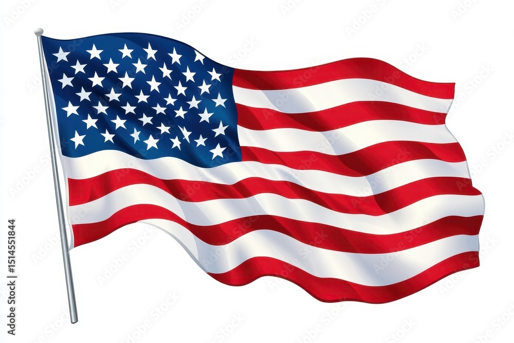 USA flag waving proudly in the wind against a clear sky on a sunny day, USA flag waving in the wind USA flag waving proudly in the wind against a clear sky on a sunny day, USA flag waving in the wind