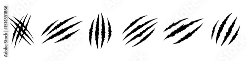 Set of black claw marks suitable for Halloween designs, horror themes, or animalrelated projects. Adds a spooky touch to your creations.