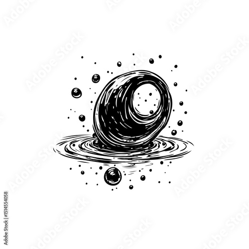 Abstract black hole illustration with swirling water and galaxy like space element