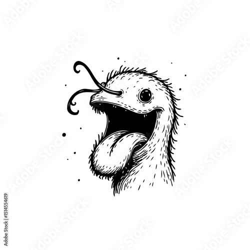 Whimsical Creature Illustration: A Cartoonish Monster with a Playful Expression