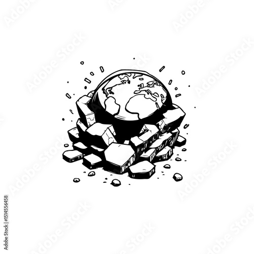 Conceptual depiction of environmental issues and planet Earth's precarious state