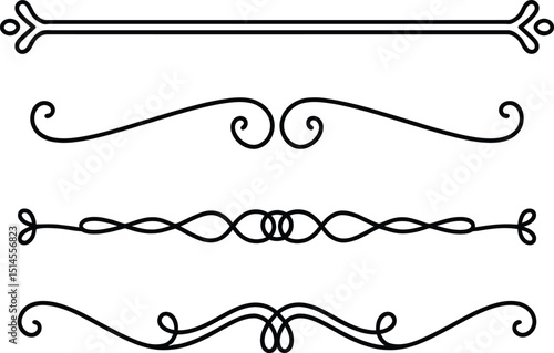 Elegant line art dividers and flourishes for decoration and graphic design elements