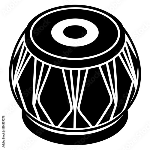Tabla music instrument silhouette on white background