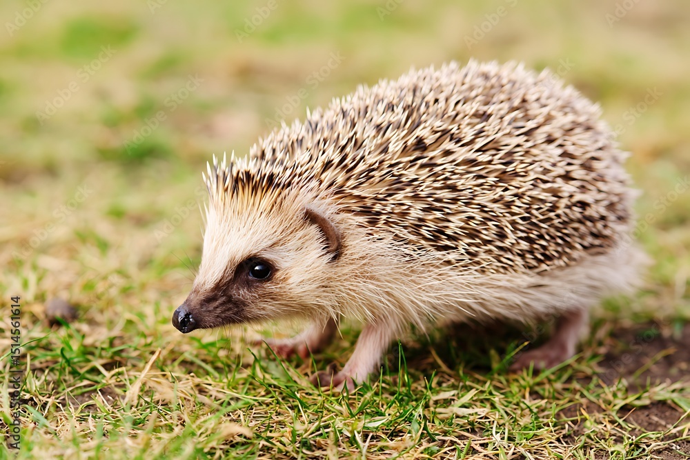 Cute hedgehog exploring the grassy field Cute hedgehog exploring the grassy field