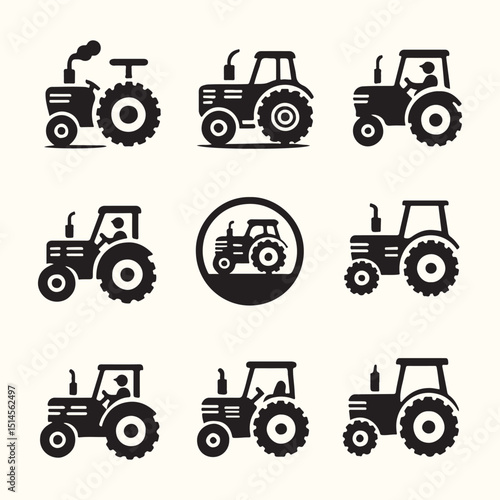 Tractor icon set