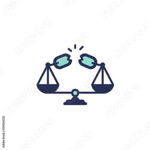 Justice-Violation Icon illustrating broken scales of justice  