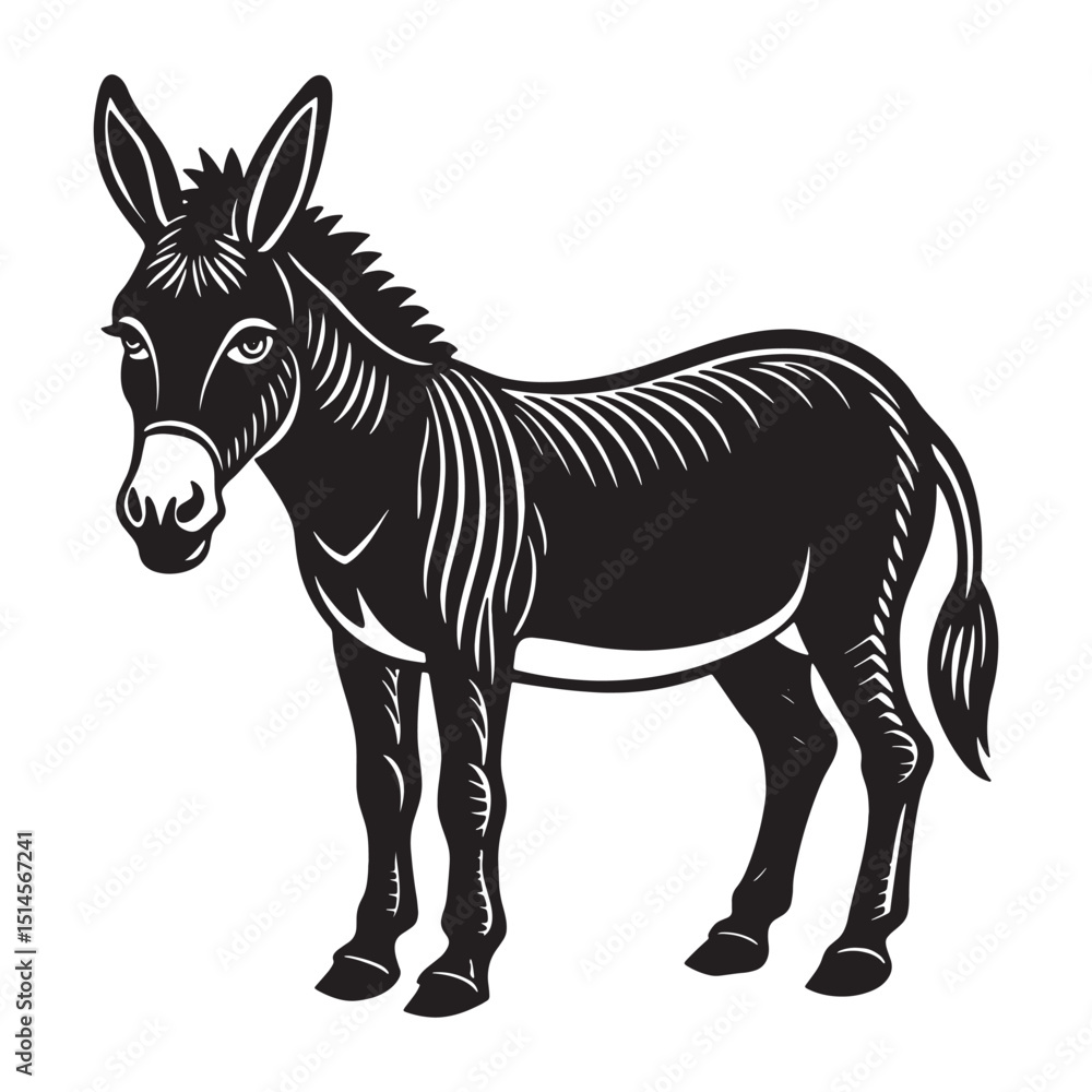 Fototapeta premium Donkey vector art silhouette.
