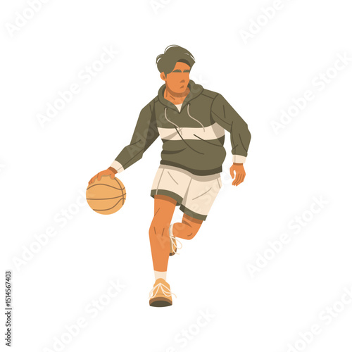 Basketball players learn to dribble a basketball illustration