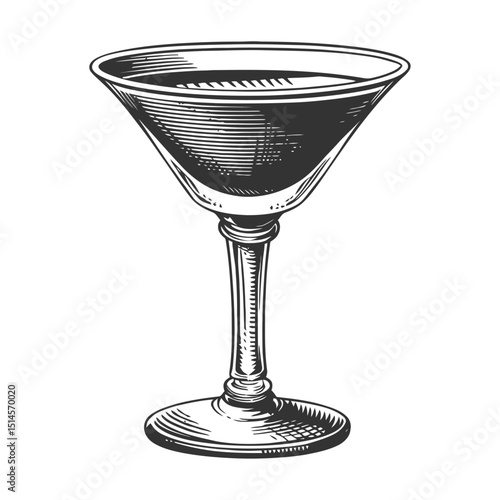 Vintage Engraving of a Classic Cocktail Glass Design