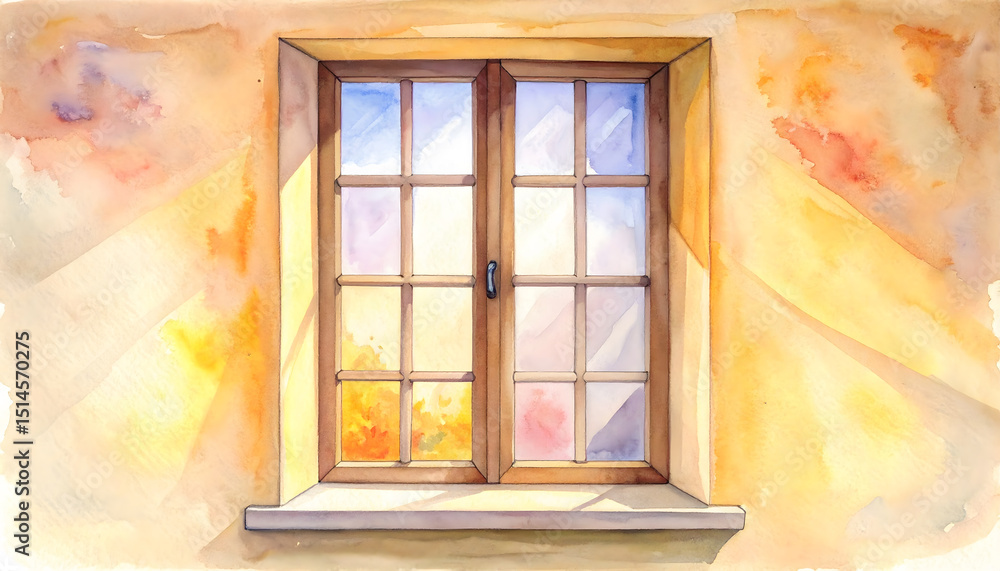 Fototapeta premium Warm Sunlight Streaming Through Window into a Cozy Room